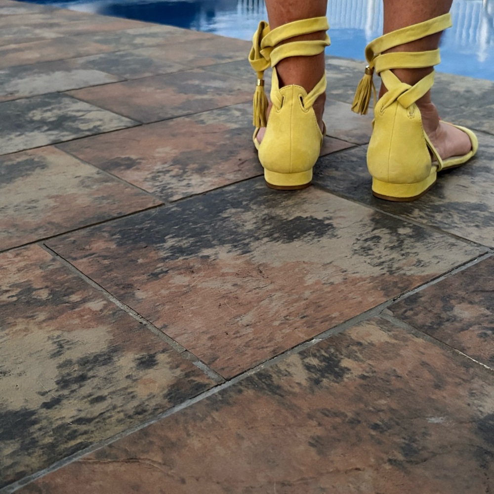 Kenneth Cole Yellow Tassel Sandals - Picture 2 of 4